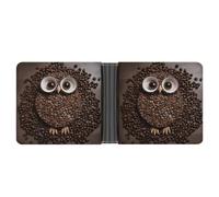 NHYDSPQ Portafogli, Portafogli da uomo con stampa gufo chicco di caffè, portafoglio sottile da uomo, alla moda portafogli bifold con più slot per schede, stile, taglia unica, moderno