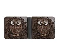 NHYDSPQ Portafogli, Portafogli da uomo con stampa gufo chicco di caffè, portafoglio sottile da uomo, alla moda portafogli bifold con più slot per schede, stile, taglia unica, moderno