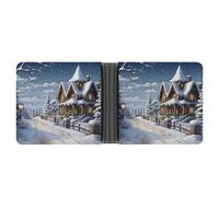 NHYDSPQ Portafogli, Portafogli da uomo con stampa natalizia invernale felice, portafoglio sottile da uomo, alla moda, con più scomparti per carte, stile, taglia unica, moderno