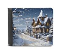 NHYDSPQ Portafogli, Portafogli da uomo con stampa natalizia invernale felice, portafoglio sottile da uomo, alla moda, con più scomparti per carte, stile, taglia unica, moderno