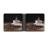 NHYDSPQ Portafogli, tazza di caffè e chicco di caffè stampa portafogli da uomo, portafoglio sottile da uomo, alla moda portafogli bifold con più slot per schede, stile, taglia unica, moderno
