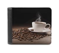 NHYDSPQ Portafogli, tazza di caffè e chicco di caffè stampa portafogli da uomo, portafoglio sottile da uomo, alla moda portafogli bifold con più slot per schede, stile, taglia unica, moderno