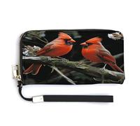 NHYDSPQ Portafoglio da donna, cardinali uccelli fauna selvatica stampa cluth, portafoglio da donna in pelle PU con cerniera intorno, cinturino da polso, stile moderno, 20 x 10,5 cm