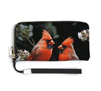 NHYDSPQ Portafoglio da donna, cardinali uccelli fauna selvatica stampa cluth, portafoglio da donna in pelle PU con cerniera intorno, cinturino da polso, stile moderno, 20 x 10,5 cm