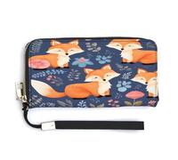 NHYDSPQ Portafoglio da donna, carino animale volpe fiore stampa cluth signore, pelle PU cerniera intorno portafoglio, cinturino da polso borsa lunga, stile, 20 x 10,5 cm, moderno