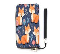 NHYDSPQ Portafoglio da donna, carino animale volpe fiore stampa cluth signore, pelle PU cerniera intorno portafoglio, cinturino da polso borsa lunga, stile, 20 x 10,5 cm, moderno