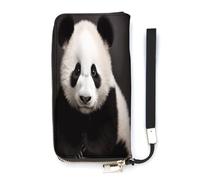 NHYDSPQ Portafoglio da donna, carino bianco e nero panda stampa cluth signore, portafoglio in pelle PU con cerniera intorno, cinturino da polso borsa lunga