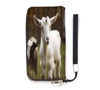 NHYDSPQ Portafoglio da donna,Carino Capra Stampa Signore Cluth,PU Pelle Zip Intorno Portafoglio,Cinturino Da Polso Lungo Borsa