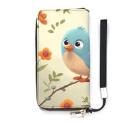 NHYDSPQ Portafoglio da donna, carino stampa uccellino signore Cluth, portafoglio in pelle PU con cerniera intorno, cinturino da polso borsa lunga