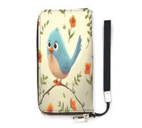 NHYDSPQ Portafoglio da donna, carino stampa uccellino signore Cluth, portafoglio in pelle PU con cerniera intorno, cinturino da polso borsa lunga