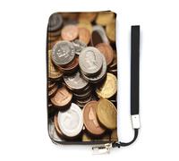 NHYDSPQ Portafoglio da donna,Cluth delle signore della stampa della moneta di valuta,Portafoglio in pelle PU con cerniera intorno,Borsa lunga con cinturino da polso