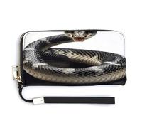 NHYDSPQ Portafoglio da donna, Cobra Snake Print Ladies Cluth, portafoglio in pelle PU con cerniera intorno, borsa lunga con cinturino da polso