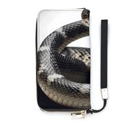 NHYDSPQ Portafoglio da donna, Cobra Snake Print Ladies Cluth, portafoglio in pelle PU con cerniera intorno, borsa lunga con cinturino da polso