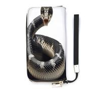 NHYDSPQ Portafoglio da donna, Cobra Snake Print Ladies Cluth, portafoglio in pelle PU con cerniera intorno, borsa lunga con cinturino da polso