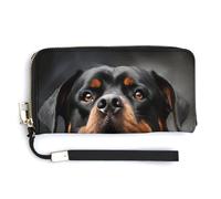 NHYDSPQ Portafoglio da donna, con stampa artistica con cane Rottweiler, in pelle PU, con cerniera intorno, portafoglio lungo con cinturino da polso, stile, 20 x 10,5 cm, moderno