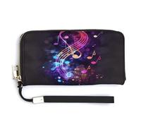 NHYDSPQ Portafoglio da donna, con stampa di note musicali colorate, in pelle PU, con cerniera intorno, cinturino da polso, stile moderno, 20 x 10,5 cm, stile moderno, 20 x 10,5 cm, moderno