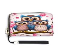 NHYDSPQ Portafoglio da donna, con stampa di simpatici gufi, portafoglio in pelle PU con cerniera intorno, borsa lunga con cinturino da polso, stile, 20 x 10,5 cm, moderno