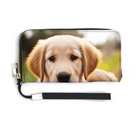 NHYDSPQ Portafoglio da donna, grazioso Golden Retriever con stampa di cucciolo di Cluth, in pelle PU con cerniera intorno, portafoglio lungo da polso, stile, 20 x 10,5 cm, moderno