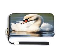 NHYDSPQ Portafoglio da donna, grazioso piccolo cigno stampa cluth, portafoglio in pelle PU con cerniera intorno, cinturino da polso, borsa lunga, stile, 20 x 10,5 cm, moderno