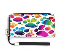 NHYDSPQ Portafoglio da donna, stampa colorata con zampa di cane, cluth da donna, in pelle PU con cerniera intorno, portafoglio lungo cinturino da polso, stile, 20 x 10,5 cm, moderno