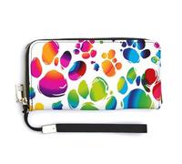 NHYDSPQ Portafoglio da donna, stampa colorata con zampa di cane, cluth da donna, in pelle PU con cerniera intorno, portafoglio lungo cinturino da polso, stile, 20 x 10,5 cm, moderno