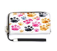 NHYDSPQ Portafoglio da donna, stampa colorata con zampe di cane, cluth da donna, portafoglio in pelle PU con cerniera intorno, cinturino da polso, borsa lunga, stile, 20 x 10,5 cm, moderno