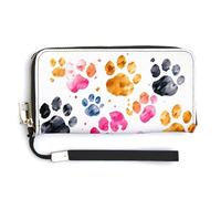 NHYDSPQ Portafoglio da donna, stampa colorata con zampe di cane, cluth da donna, portafoglio in pelle PU con cerniera intorno, cinturino da polso, borsa lunga, stile, 20 x 10,5 cm, moderno