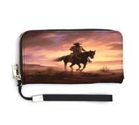 NHYDSPQ Portafoglio da donna, stampa Cowboy West Cluth, portafoglio in pelle PU con cerniera intorno, cinturino da polso, borsa lunga, stile, 20 x 10,5 cm, moderno