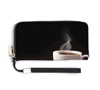 NHYDSPQ Portafoglio da donna, stampa tazza di caffè e chicco di caffè, cluth da donna, portafoglio in pelle PU con cerniera intorno, cinturino da polso, borsa lunga, stile, 20 x 10,5 cm, moderno
