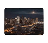 NHYDSPQ Tappeto da bagno, tappetino da bagno con stampa City Seattle, tappetino da bagno lavabile, tappeti da bagno in microfibra, tappeti da bagno morbidi e antiscivolo, stile