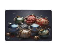 NHYDSPQ Tappeto da bagno, tappetino da bagno con stampa di palline di Natale, tappetino da bagno lavabile, tappeti da bagno in microfibra, tappeti da bagno morbidi e antiscivolo