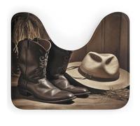 NHYDSPQ Tappeto da bagno, tappetino da bagno con stampa di stivali occidentali con cappello nero cowboy, tappetino da bagno lavabile, tappeti da bagno in microfibra, tappeti da bagno morbidi e