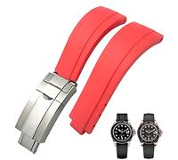 NHYHEHMR 20mm 21mm Rubber Short Buckle Watchband Fit for Daytona Submariner Role OYSTERFLEX Yacht Master Small Wrist Silicone Strap (Color : Preto, Size : 21mm)