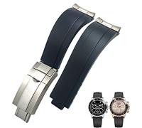 NHYHEHMR 20mm 21mm Rubber Short Buckle Watchband Fit for Daytona Submariner Role OYSTERFLEX Yacht Master Small Wrist Silicone Strap (Color : Preto, Size : 21mm)