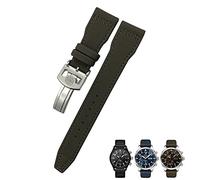 NHYHEHMR 21mm 20mm 22mm Nylon Calfskin Watchband Fit for IWC Big Pilot IW377714 Mark18 SPITFIRE Nylon Real Leather Strap
