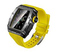 NHYHEHMR 45 mm 44 mm Metal Watch Case + Cinturino per 8 7 6 5 4 Cinturino in silicone per iWatch Serie SE in lega di alluminio, kit di modifica, 44mm For 6/5/4/SE, A