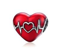 NHYHEHMR Accessories Charm Beads for Necklace Dangle Bead DIY Women's Bracelet Necklace Pendant Bead for Bracelet Heartbeat Red Love Heart Electrocardiogram