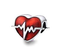 NHYHEHMR Accessories Necklace Pendant Charm Beads for Necklace Dangle Bead DIY Women's Bracelet Bead for Bracelet Heartbeat Red Electrocardiogram Heart