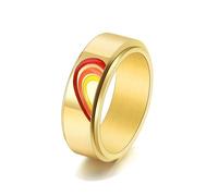 NHYHEHMR Anelli d'amore per donne, anelli a fedi nuziali in acciaio inossidabile per donna arancione rosso giallo- size l 1/2 8mm amore arcobaleno per il fidanzamento della madre