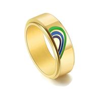 NHYHEHMR Anelli d'amore per donne, anelli a fedi nuziali in acciaio inossidabile per donna arancione rosso giallo- size l 1/2 8mm amore arcobaleno per il fidanzamento della madre