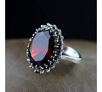 NHYHEHMR Anello anello in stile cinese S925 Anello in Pure Thailand Thai Thai Hishicrafts Bleeding Galnet intarsiata Anello femminile Grannet Donne mostrato, 56
