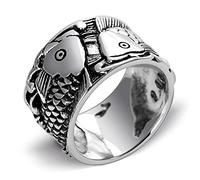NHYHEHMR Anello aperto in 925 gioielli in, personalità alla moda Regali di coppia di pesce per le coppie d'amore pesce, donne n ° 18