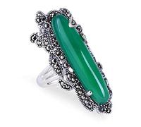 NHYHEHMR Anello aperto in anello aperto per le donne di gioielli da donna in tailandese, S925 incrostata con anello calcédonia in regali classici per amanti, apertura regolabile