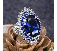 NHYHEHMR Anello aperto in gioielli S925, donna sintetica tailandese con sfaccettature blu Cindon incrostata di regali ad anello di pietra per anello lovetite