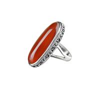 NHYHEHMR Anello aperto in gioielli S925 in, anello, agata rossa intarsiata a lungo in palato retrò, donna anello in regali personalizzati per loveonyx, numero 1