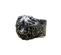 NHYHEHMR Anello aperto in gioielli S925 in, anello tailandese vintage di stile cinese, personalità maschio anello aperto regali per il viso grande per amore