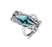 NHYHEHMR Anello aperto in S925 in anello incrostato anello aperto Green Diamond Diamond Gioielli Crusal Anello Sculpettato per gli amanti, apertura regolabile