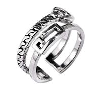 NHYHEHMR Anello aperto in S925 nella catena intrecciata in stile giapponese retrò ad apertura femmina anello regalo per amanti della catena intrecciata, 925
