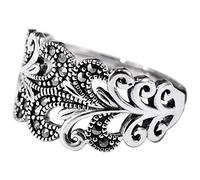 NHYHEHMR Anello aperto in S925 Thai Vintage Old Hollow Pattern Open Apent Women's Ring in gioielli Regalo per i piccioncini nel motore