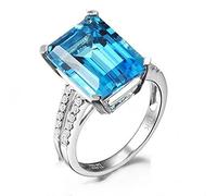 NHYHEHMR Anello Aquamarine Topaz sintetico 18K con gemma color quadrata e anello nuziale di zircone per donne regalo di gioielli